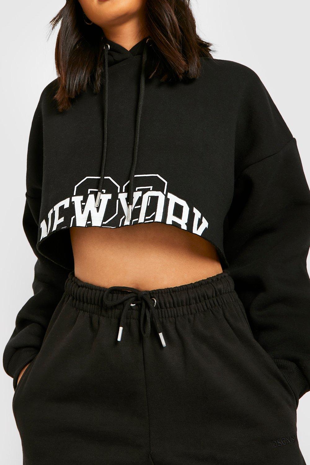 Cherry New York Cropped Hoodie Small / Black