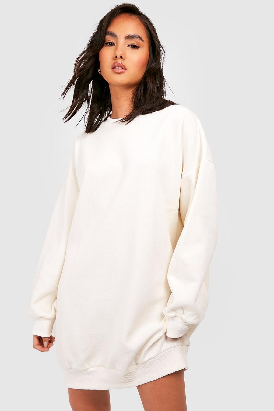 boohoo Oversized Sweatshirt Dress - Cream - Size 6