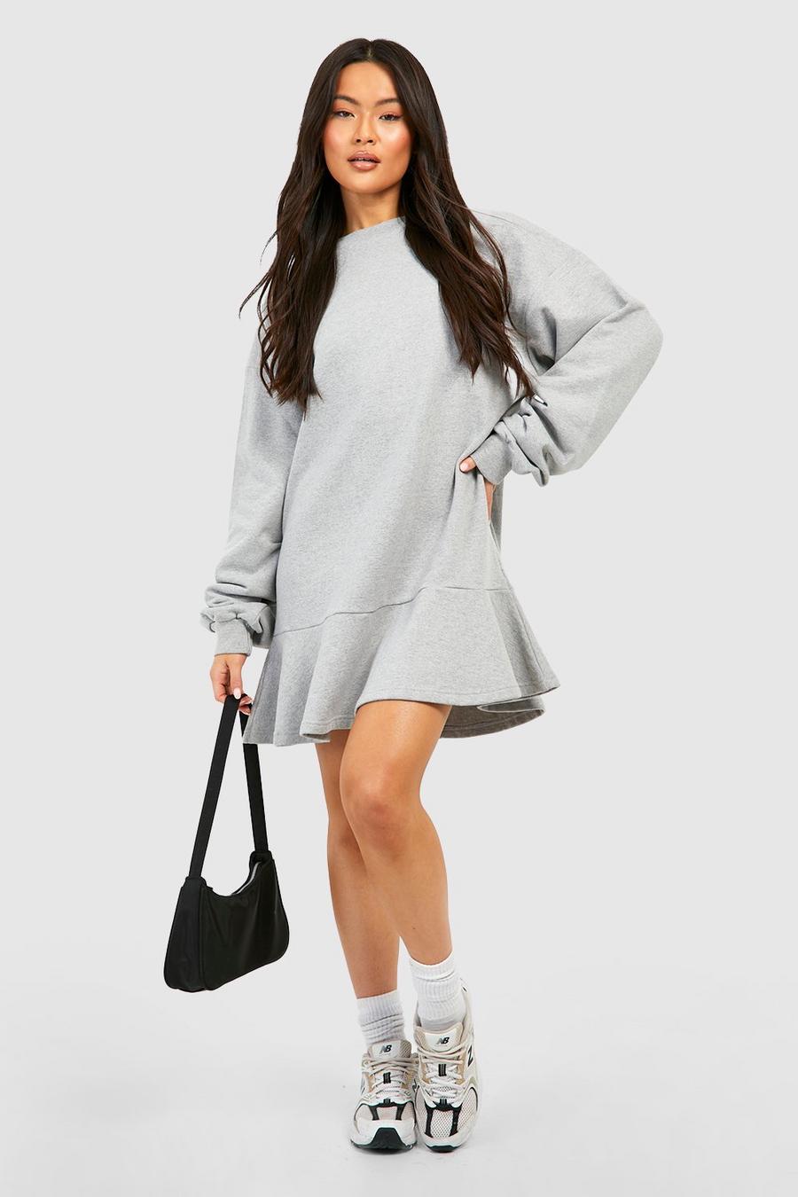 Grey marl Oversized Peplum Sweatshirt Dress