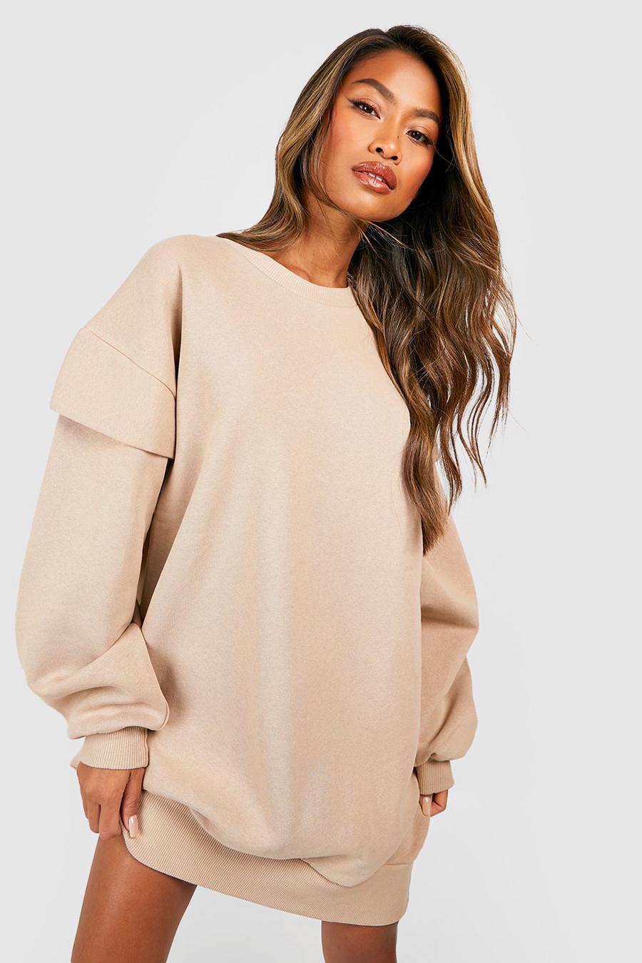 Camel Oversized Sweatshirt Dress image number 1
