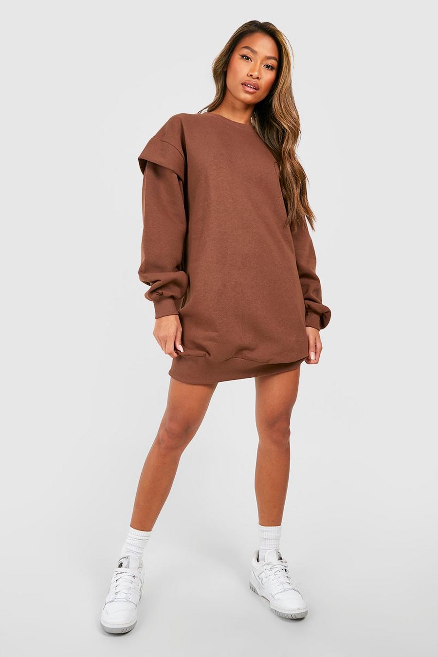 Chocolate Oversized Sweatshirt Dress image number 1