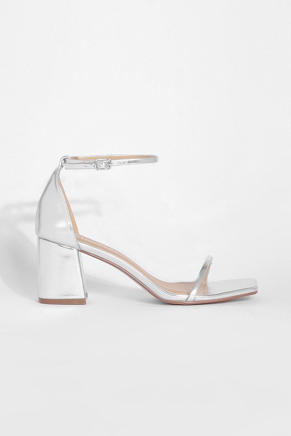 Wide Fit Barely There Low Block Heel boohoo NZ