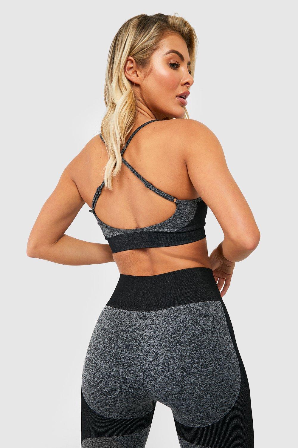 Plus Black Contrast Sports Bra, Plus Size