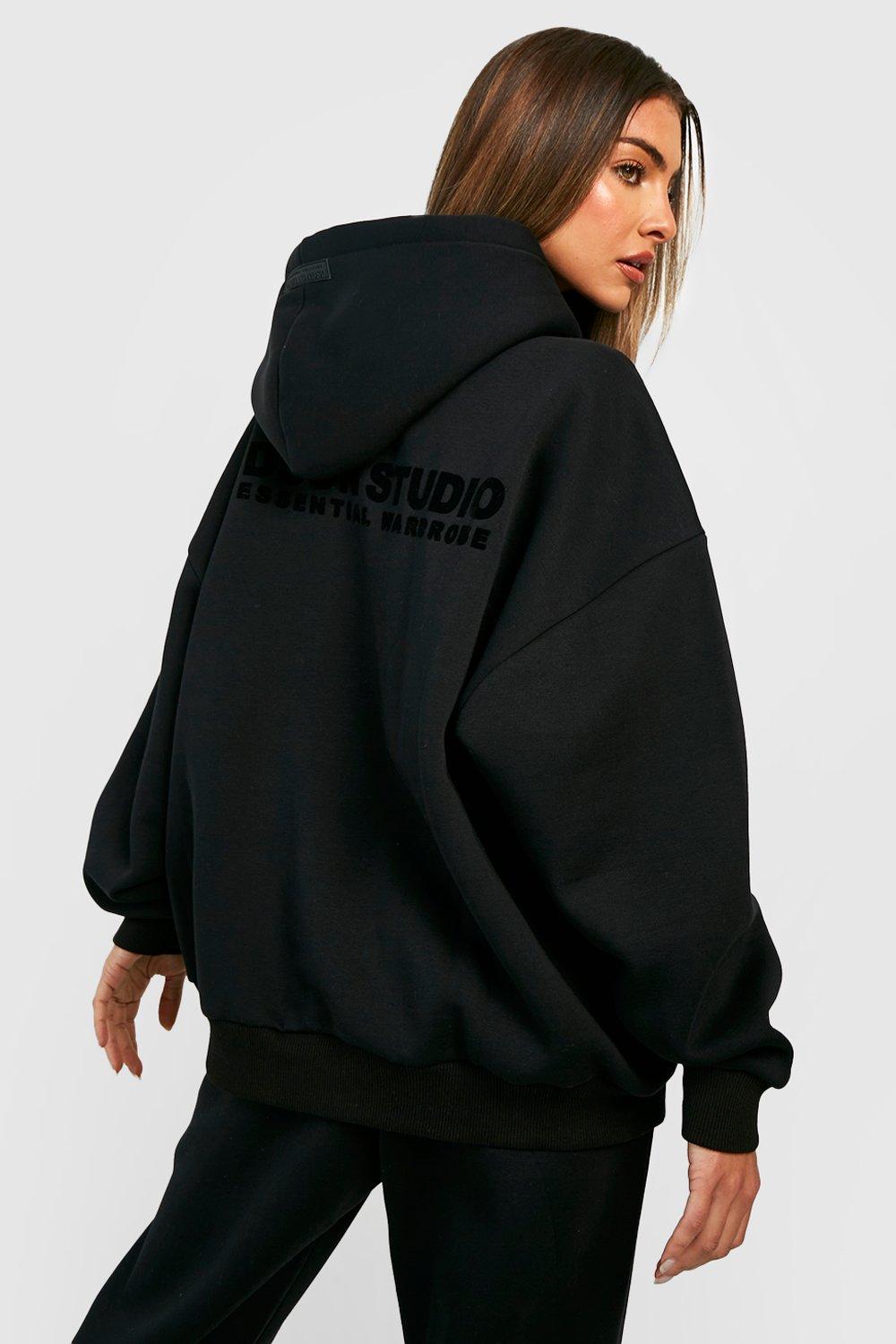 DSGN STUDIO Flocked Slogan Premium Oversized Hoodie boohoo