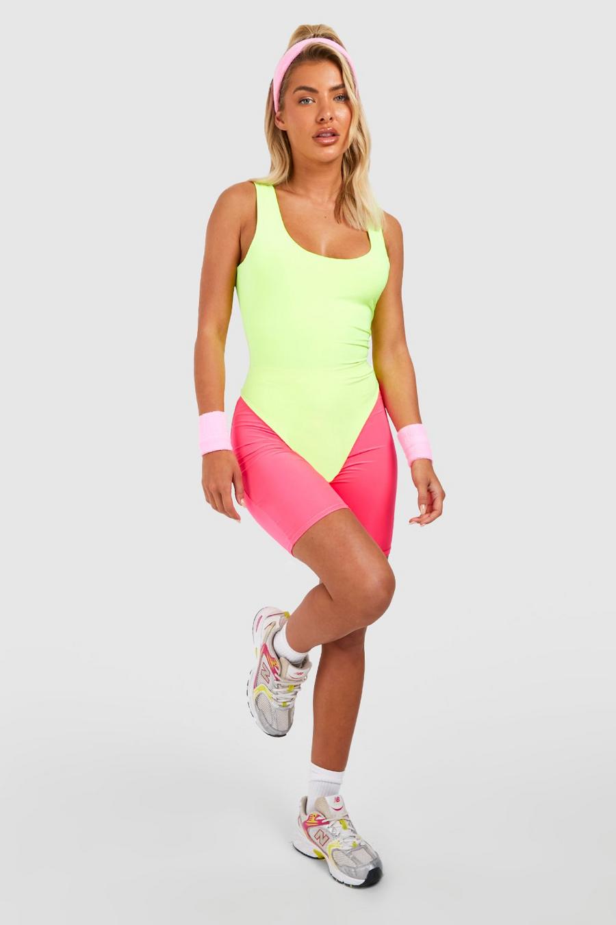 Neon-pink Neon Halloween Slinky Cycling Shorts  image number 1