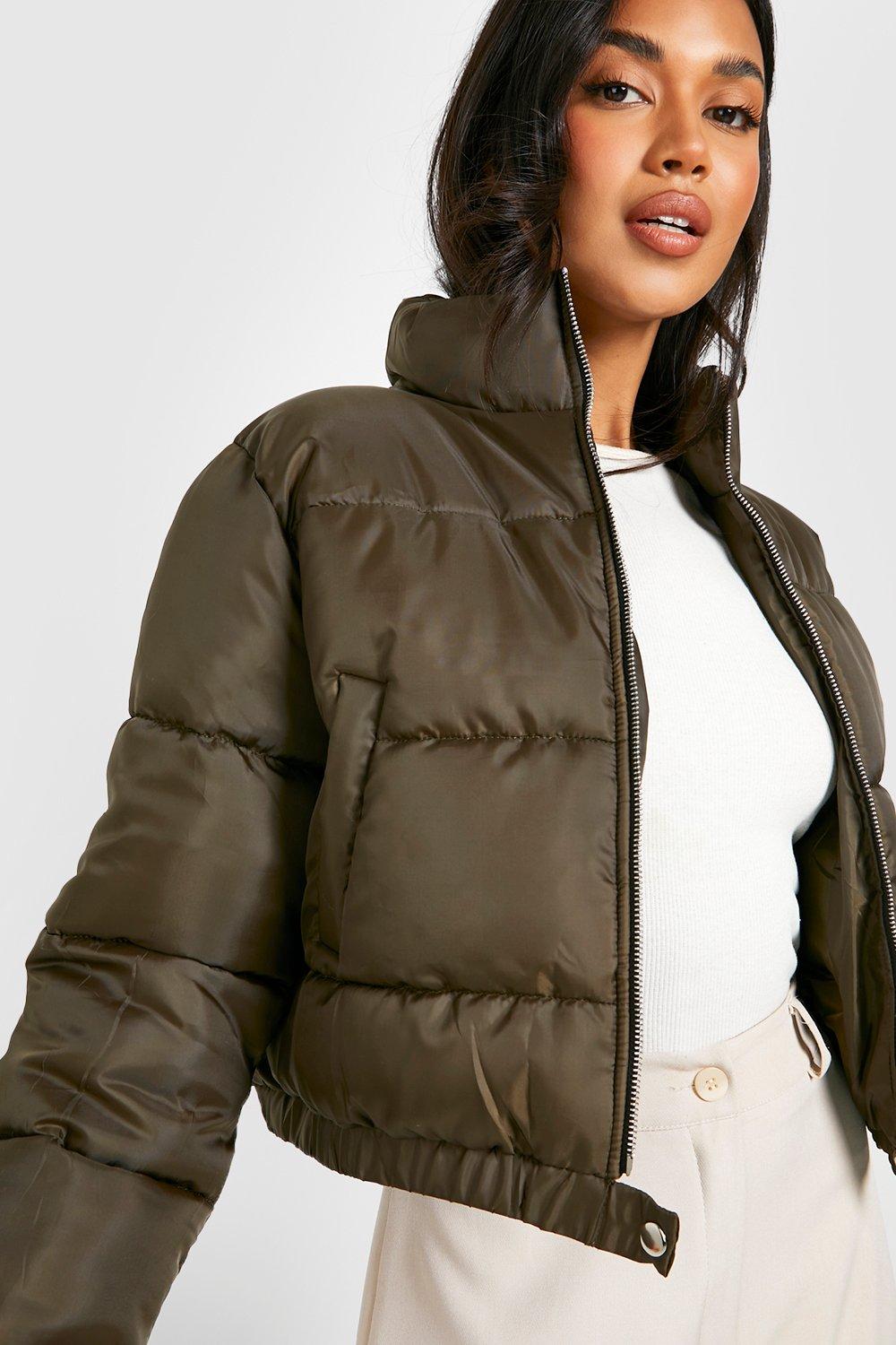 Funnel Neck Cropped Puffer Jacket