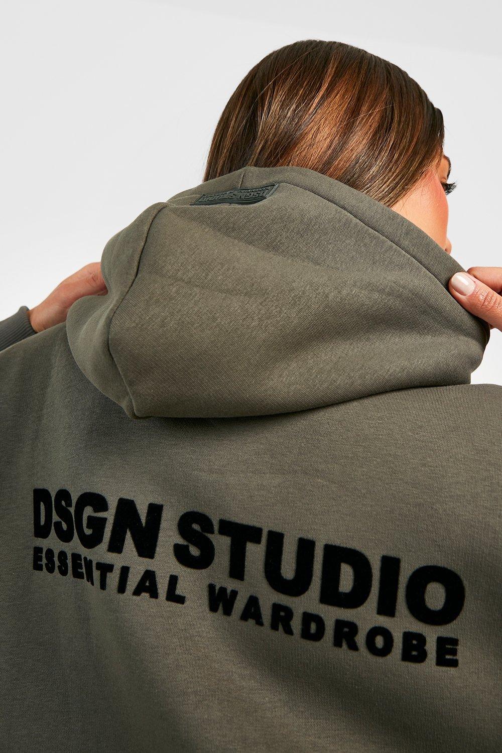 Dsgn Studio Flocked Slogan Premium Oversized Hoodie boohoo