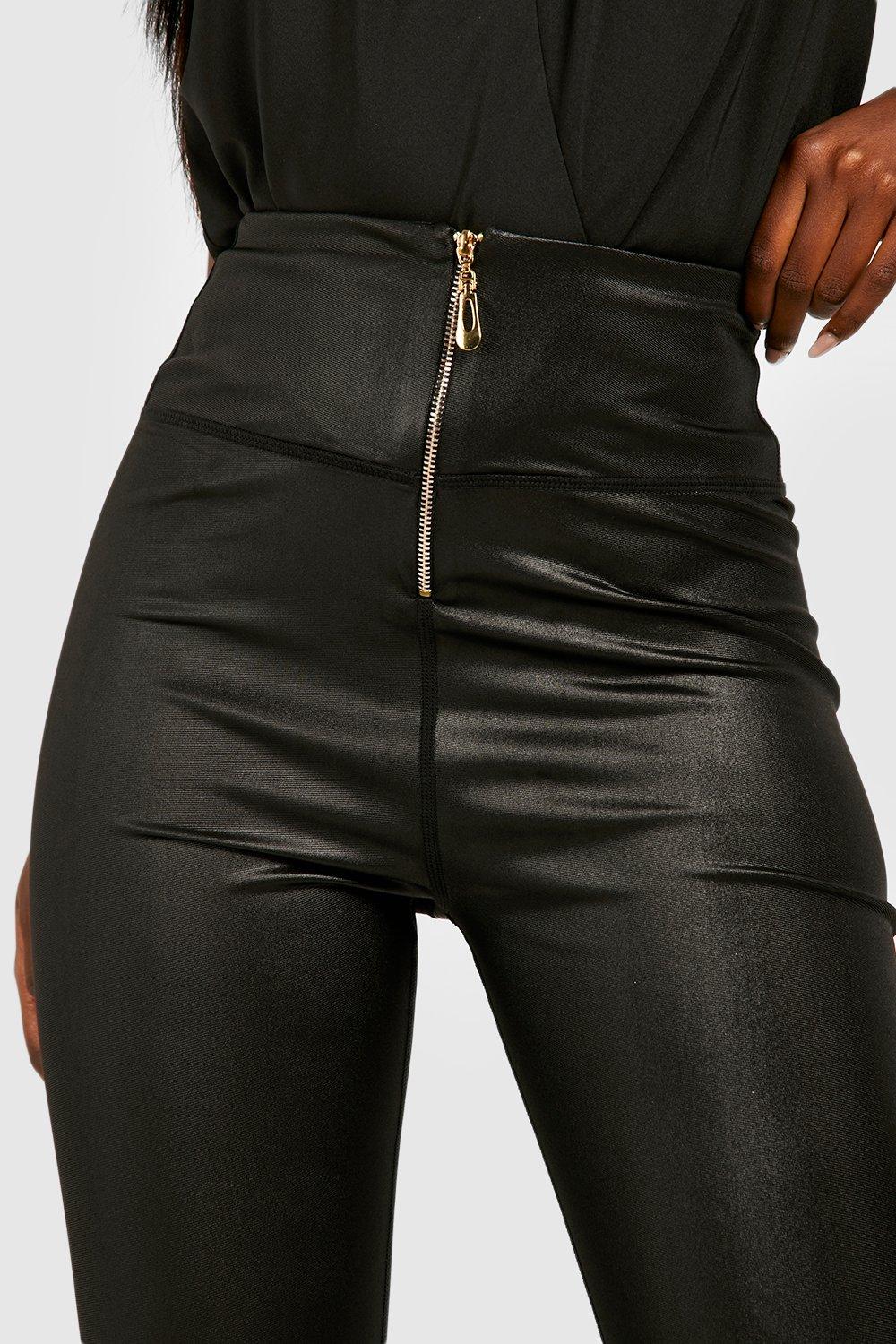 Zip Front Shiny Leggings