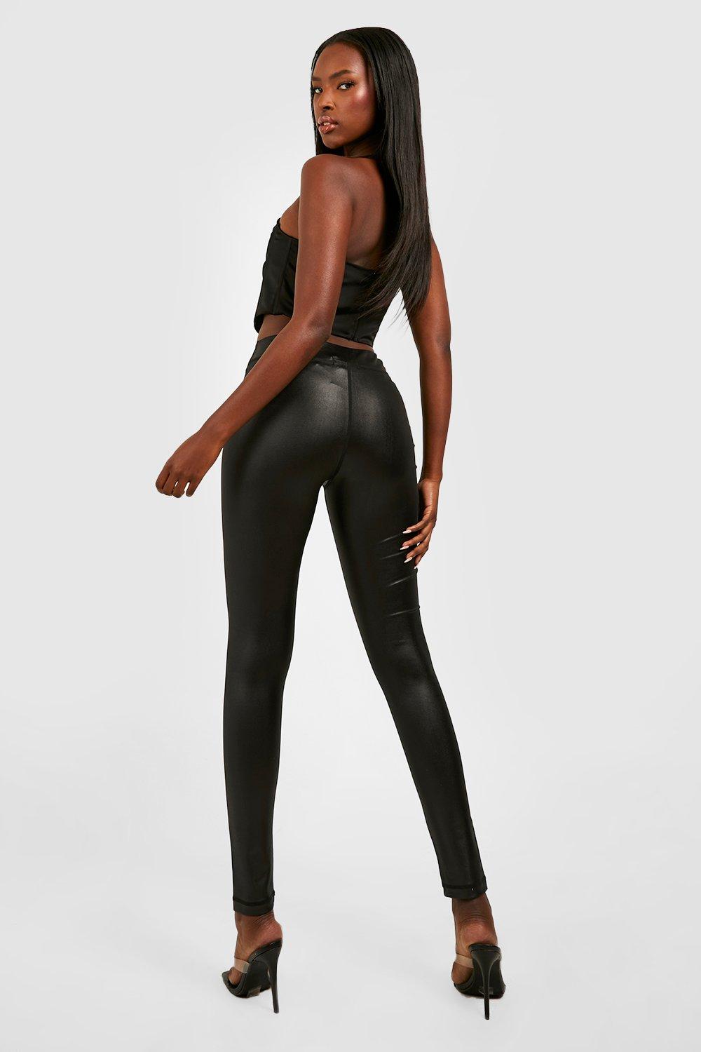 Zip Front Wet Look Leggings