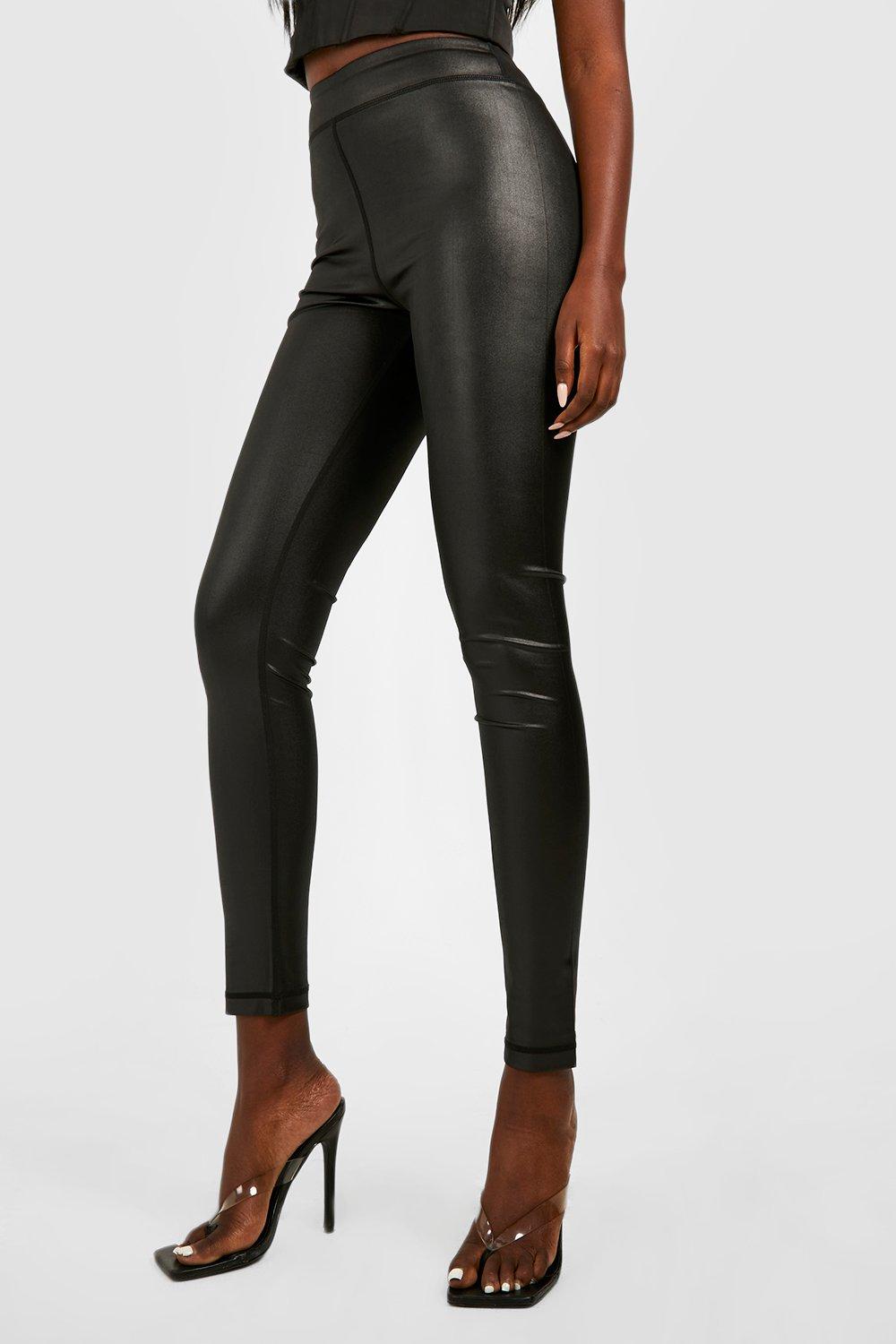 High Waisted Wet Look Stretch Leggings