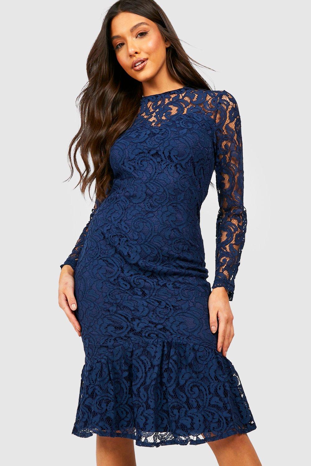 Boohoo blue lace outlet dress