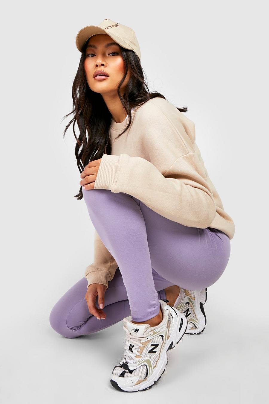 Lilac Basic High Waisted Jersey Knit Leggings image number 1