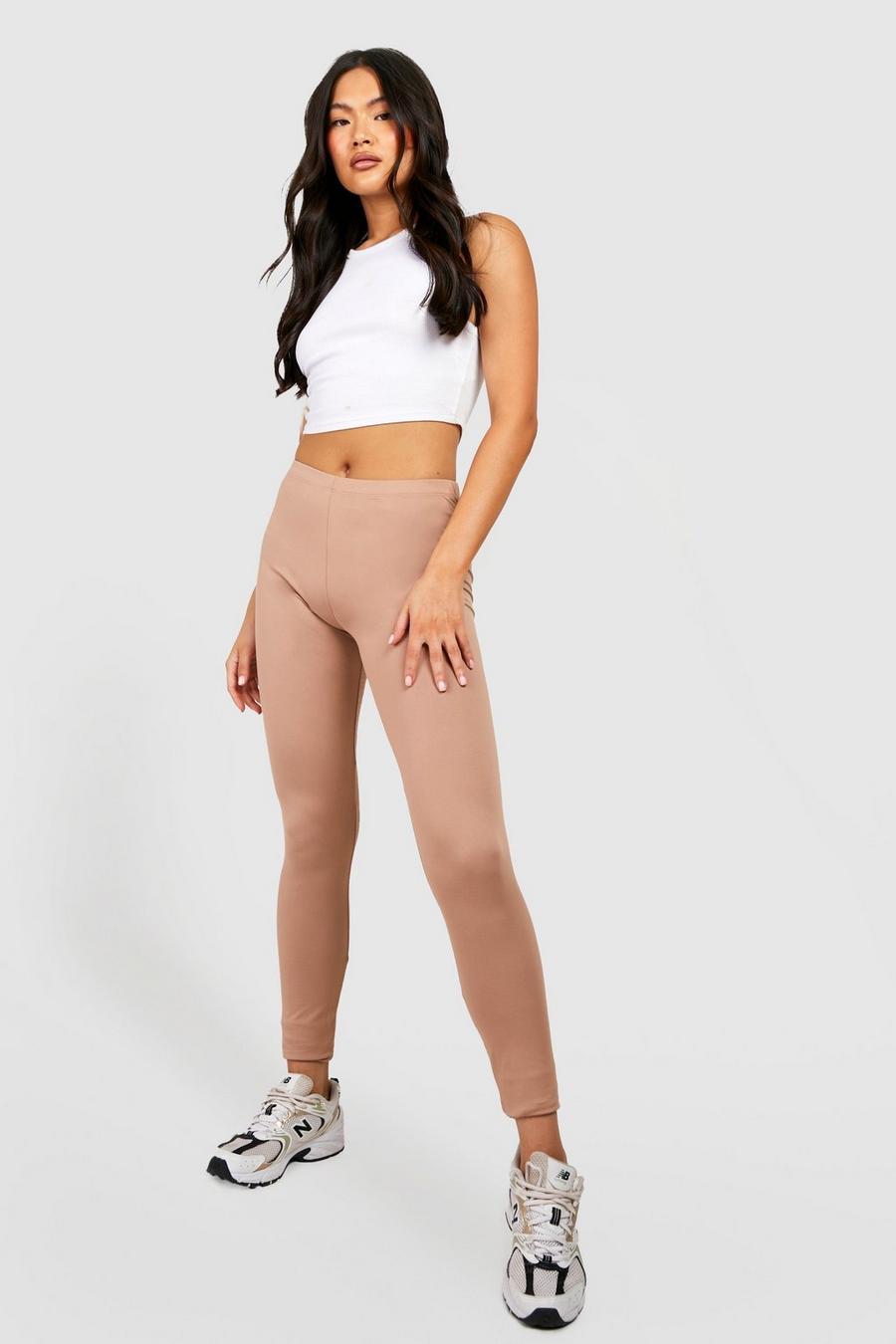 Taupe beige Jersey Basic High Waist Leggings image number 1