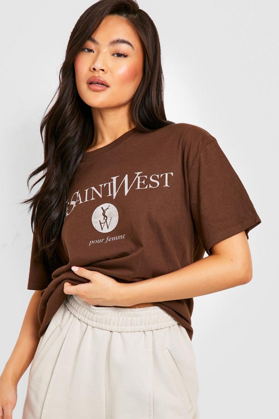 Chocolate Ye Saint West Pour Femme Oversized T-shirt image number 1