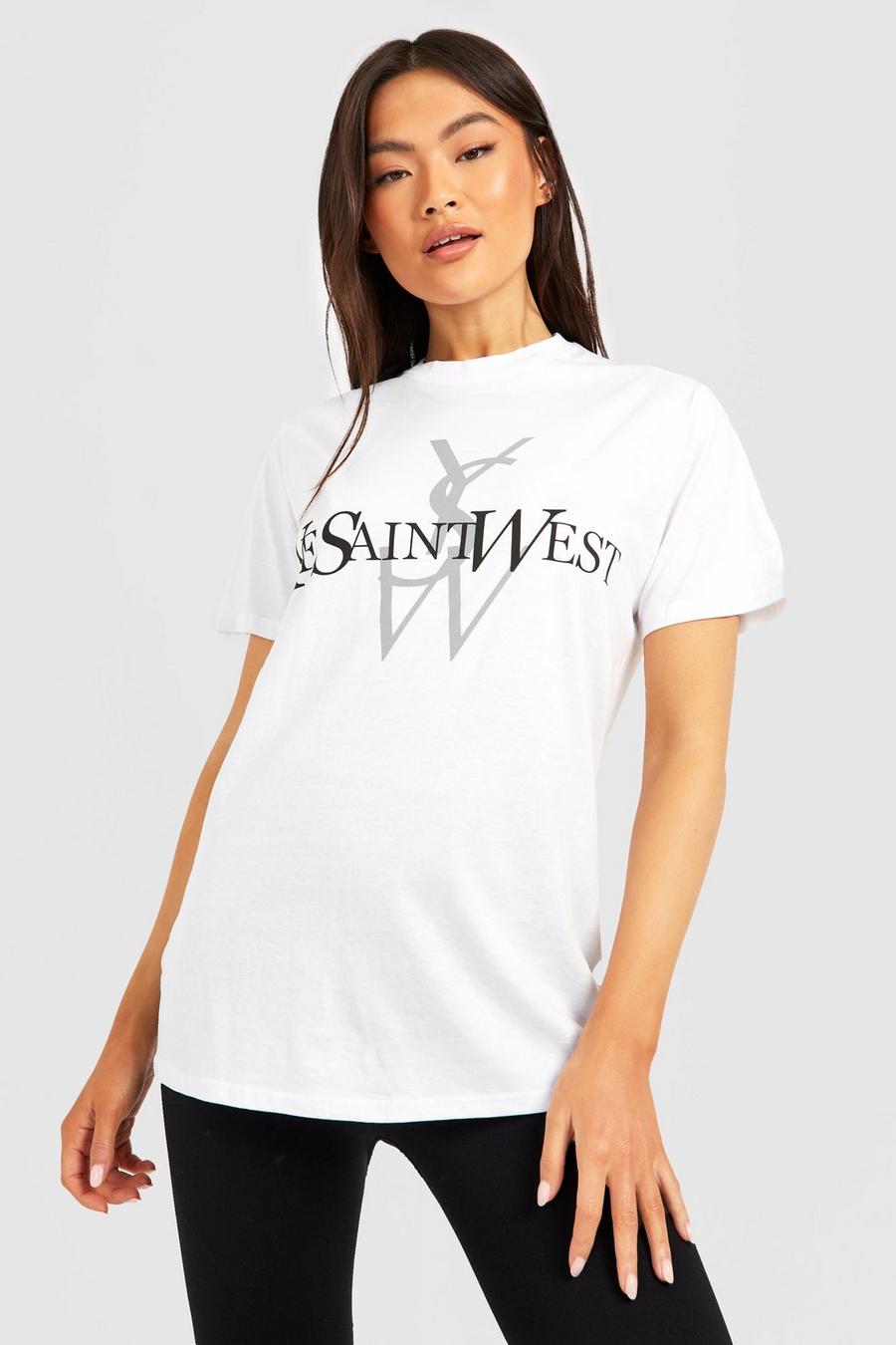 T-shirt oversize à slogan Ye Saint West, White image number 1