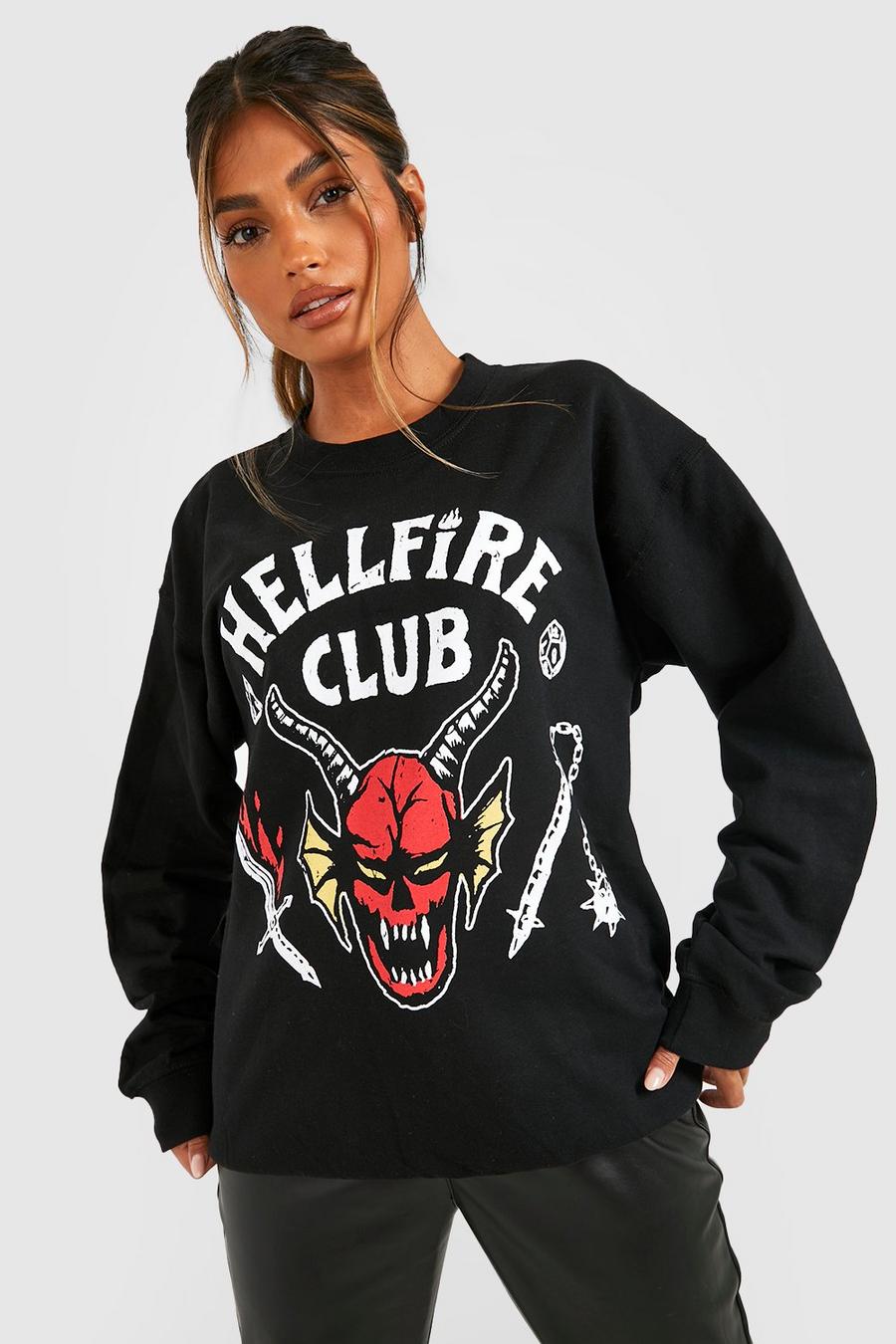 Black Stranger Things Hellfire Club License Sweater  image number 1