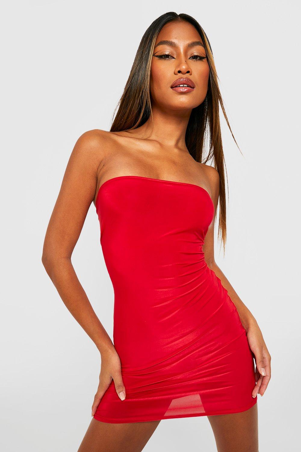 Boohoo red 2025 mini dress