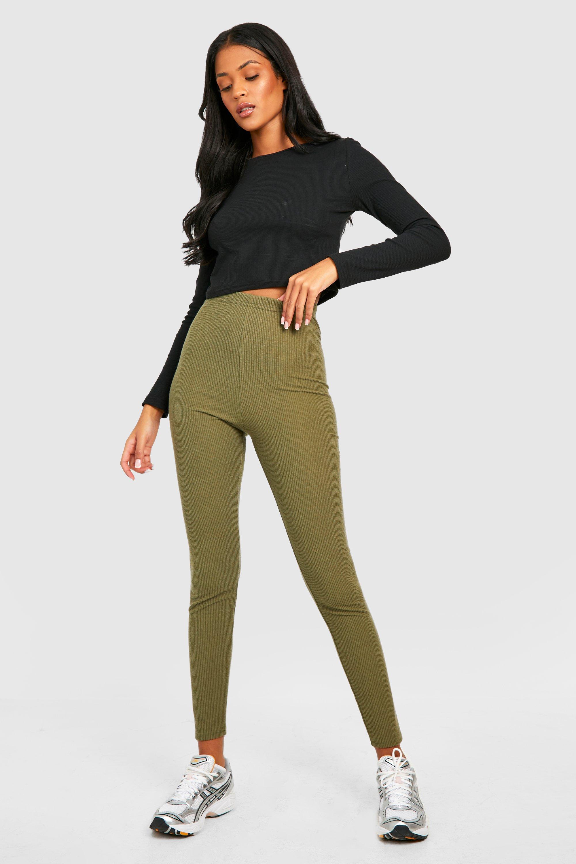 Ribbed High Waisted Leggings - Vintage Khaki – Coastal Bloom