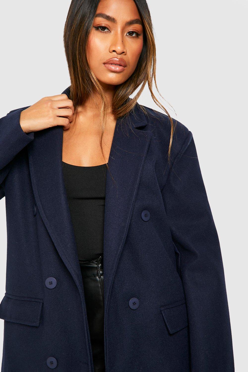 Navy blue double breasted on sale coat