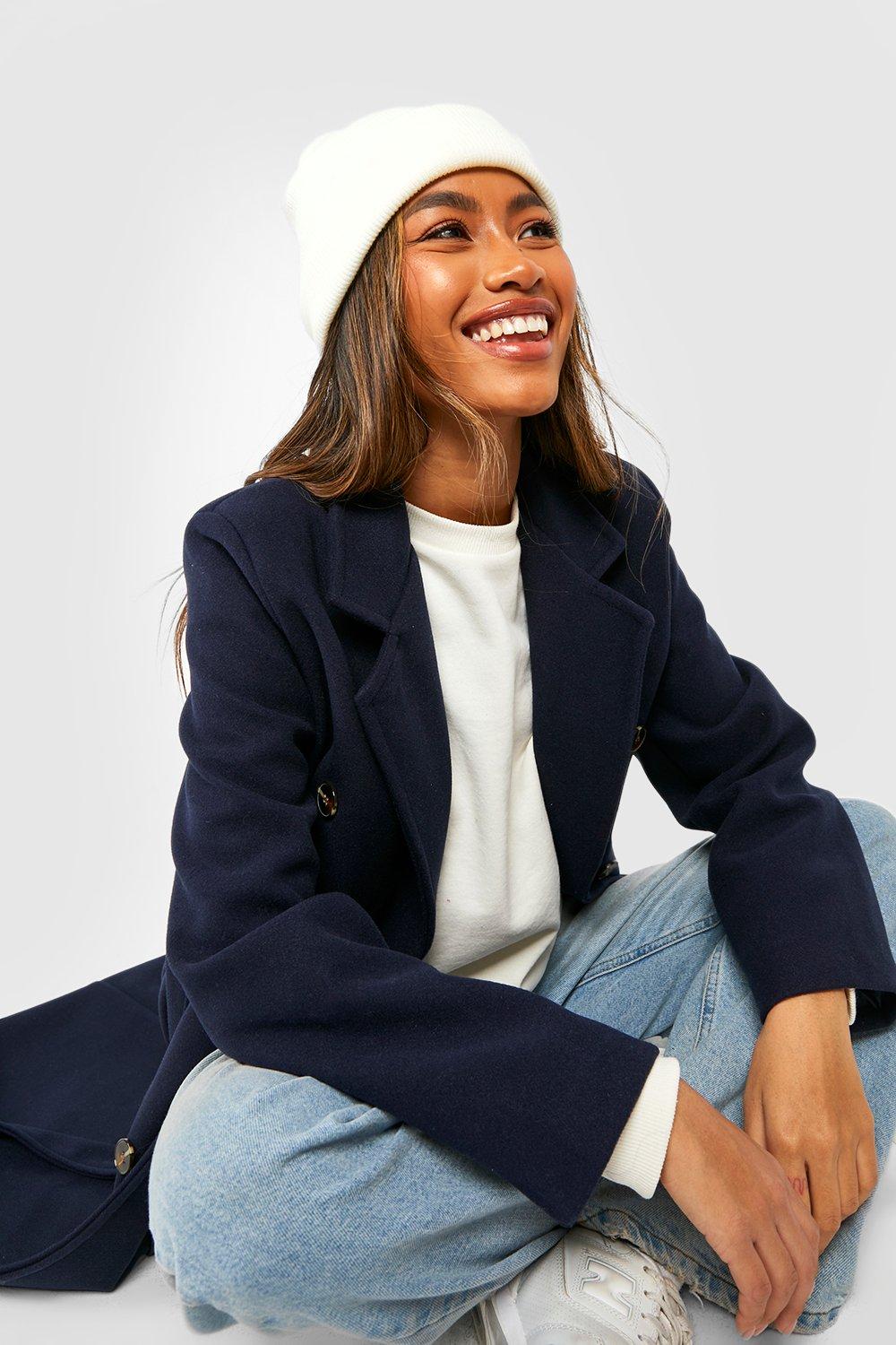 Boohoo shop navy coat