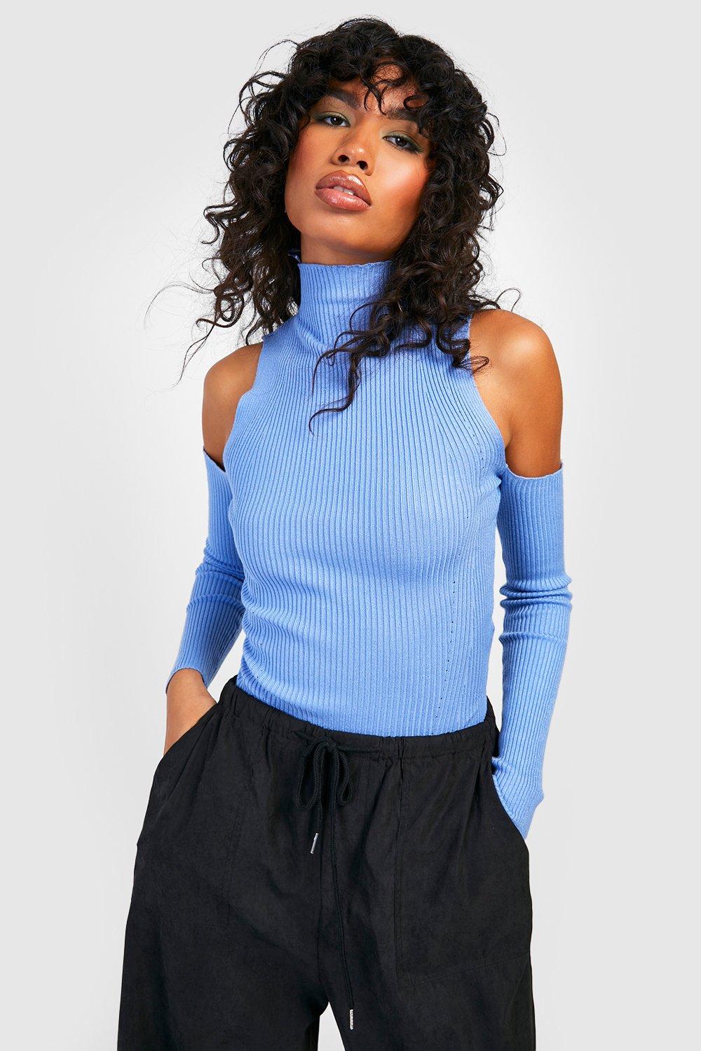 cold shoulder high neck top