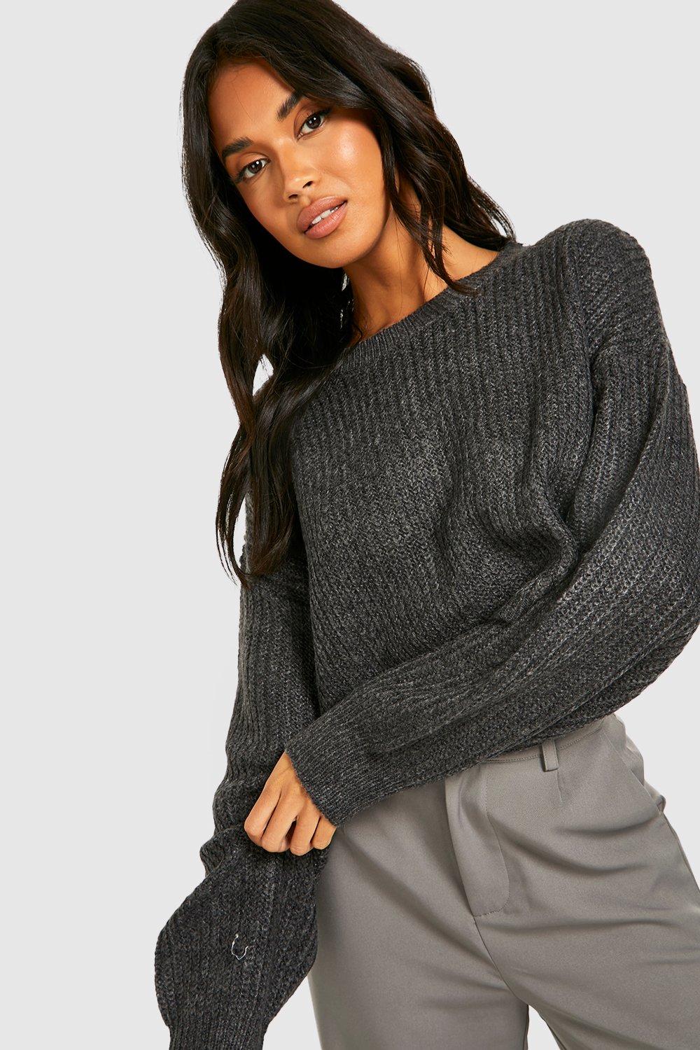 Grey balloon sleeve outlet jumper