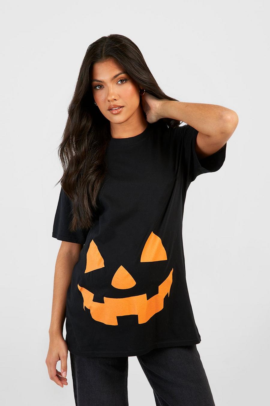 Black schwarz Zwangerschap Halloween Pompoen T-Shirt