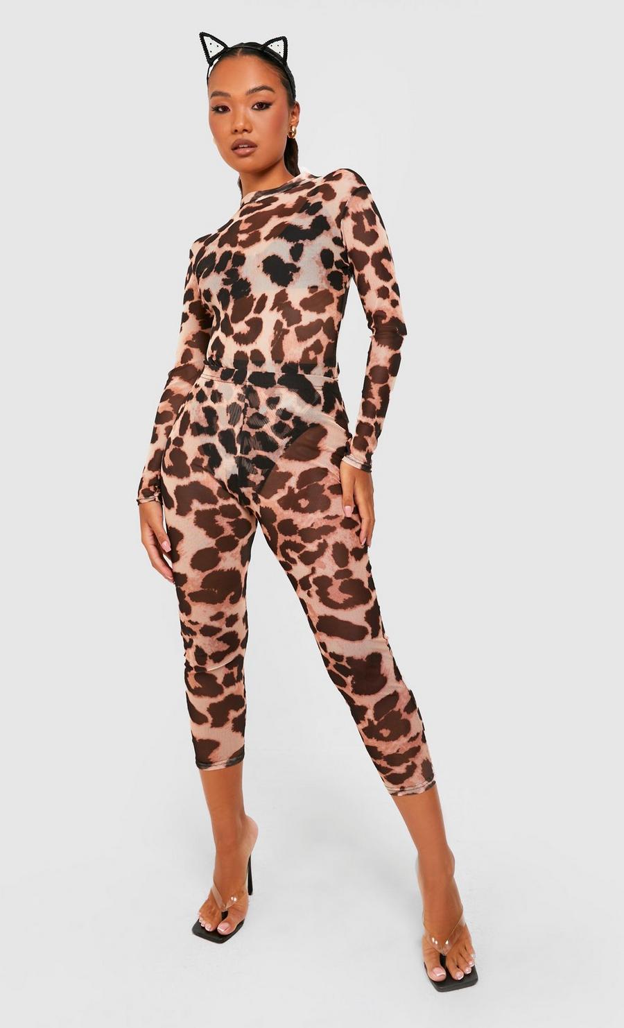 Brown Petite Halloween Leopard Print Leggings 
