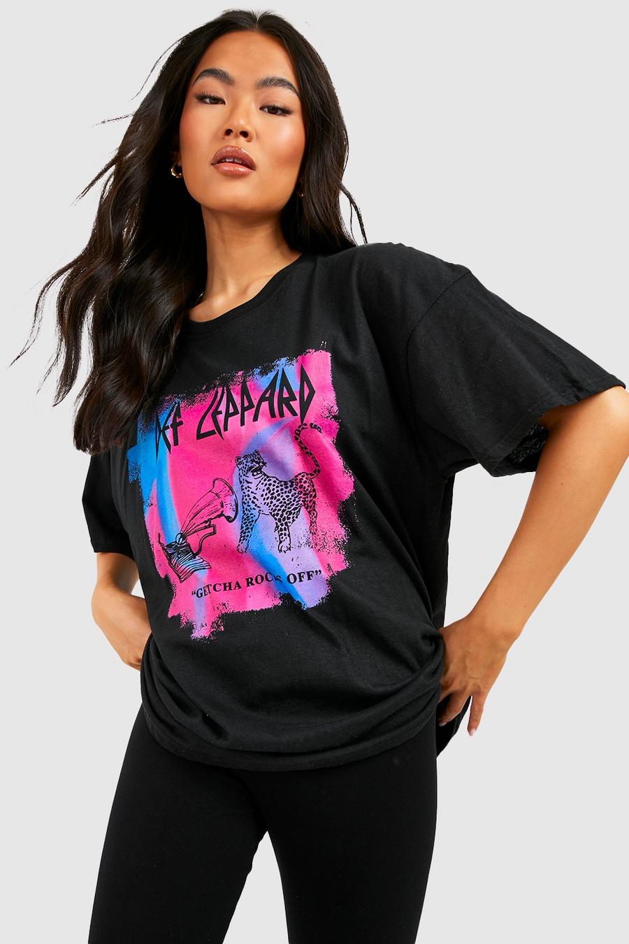 T-shirt oversize à imprimé Def Leppard, Black image number 1