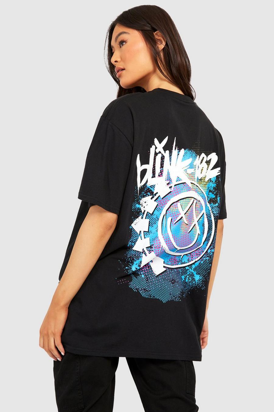 Black Blink 182 Front And Back Print Band T-Shirt image number 1