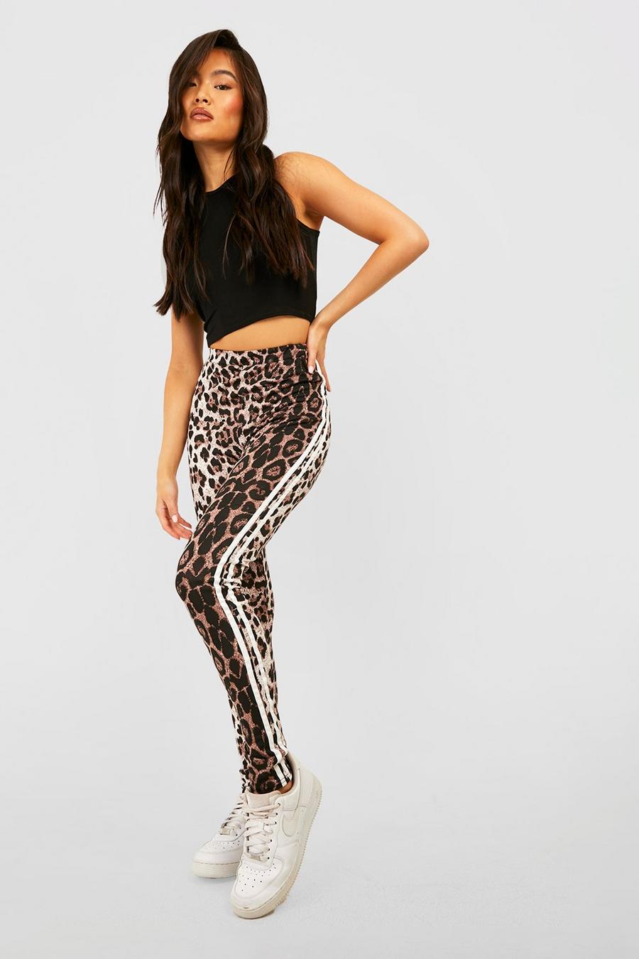 Leopardenprint Loungewear-Leggings mit Seitenstreifen, Brown image number 1