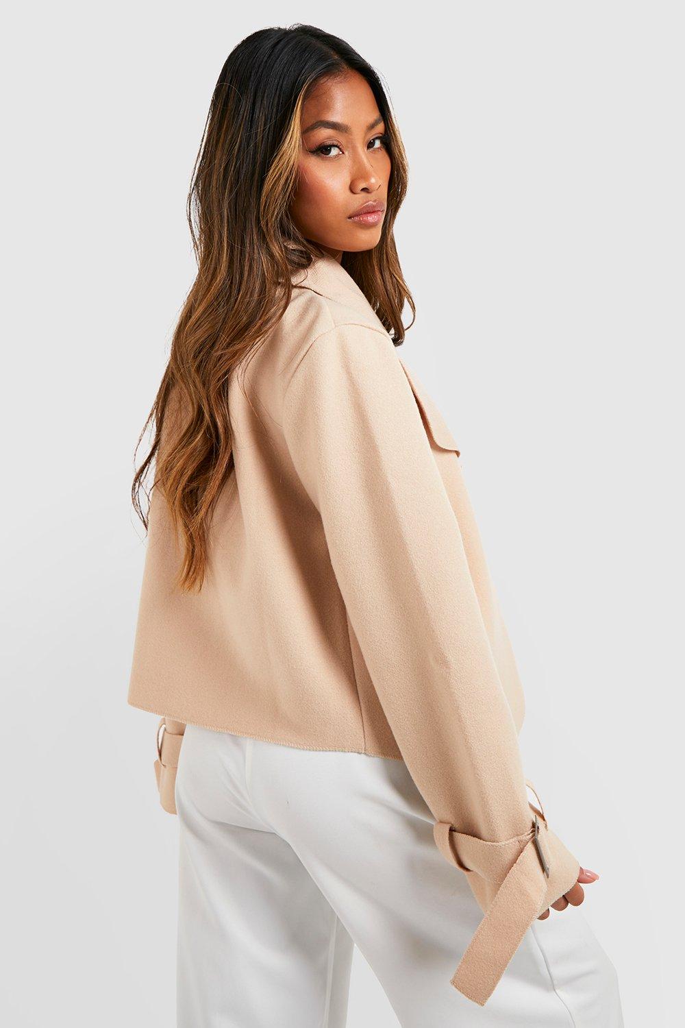 Waterfall Cuff Detail Coat boohoo