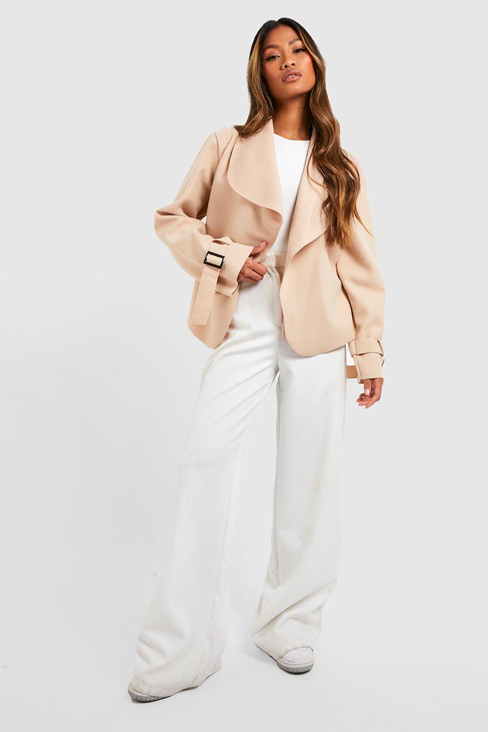 Waterfall Cuff Detail Coat boohoo