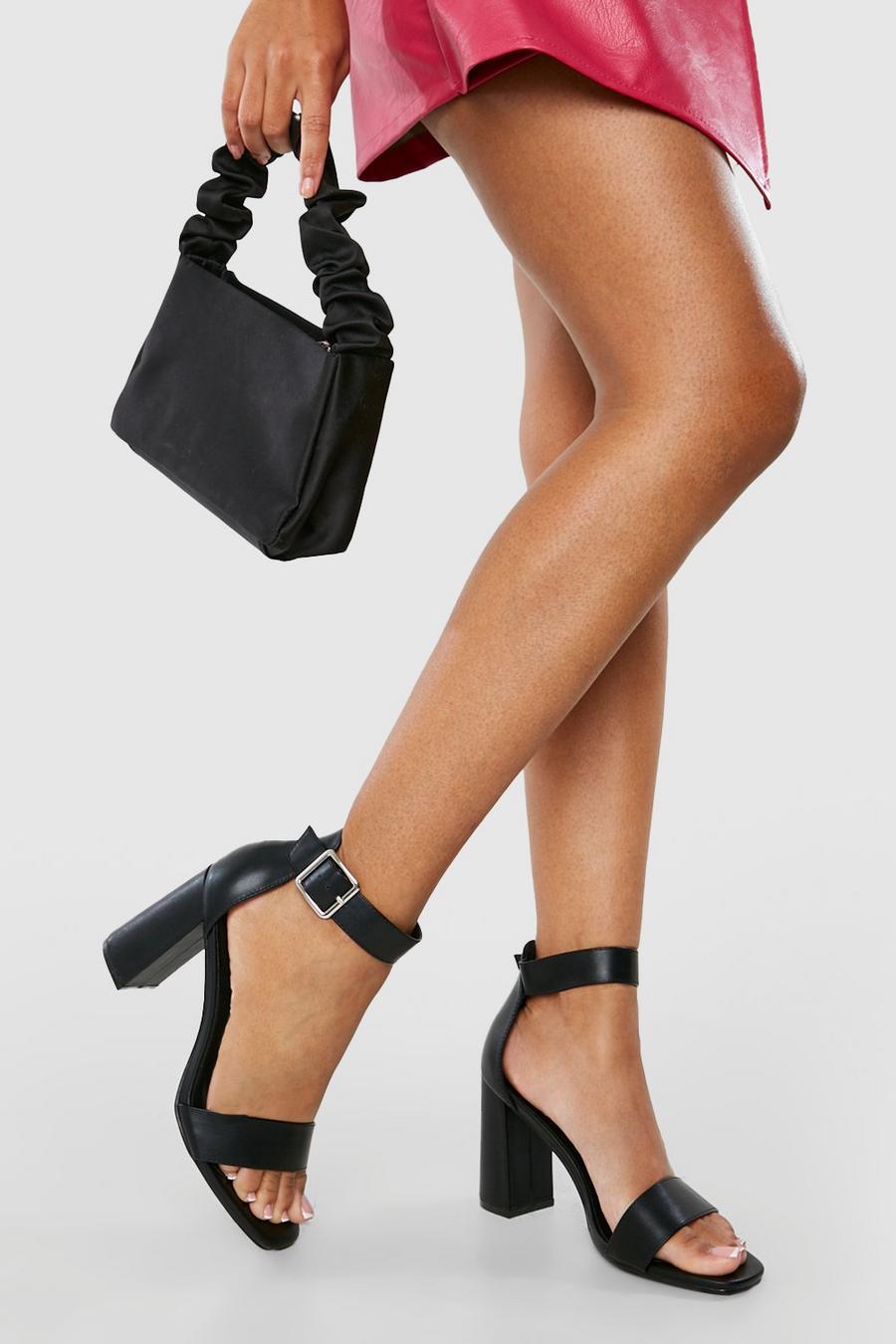 Black svart Wide Fit Barely There Two Part Block Heel 