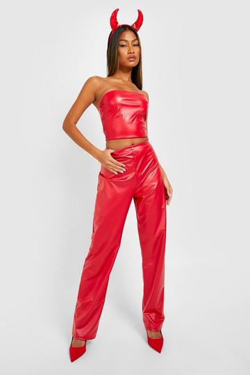 Red Halloween Faux Leather Trousers