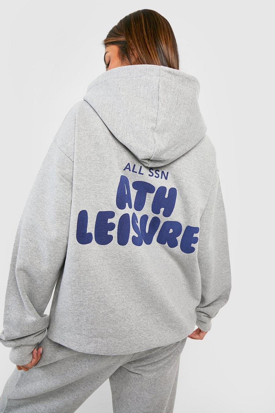 Ash grey Ath Leisure Puff Print Hooded Tracksuit 