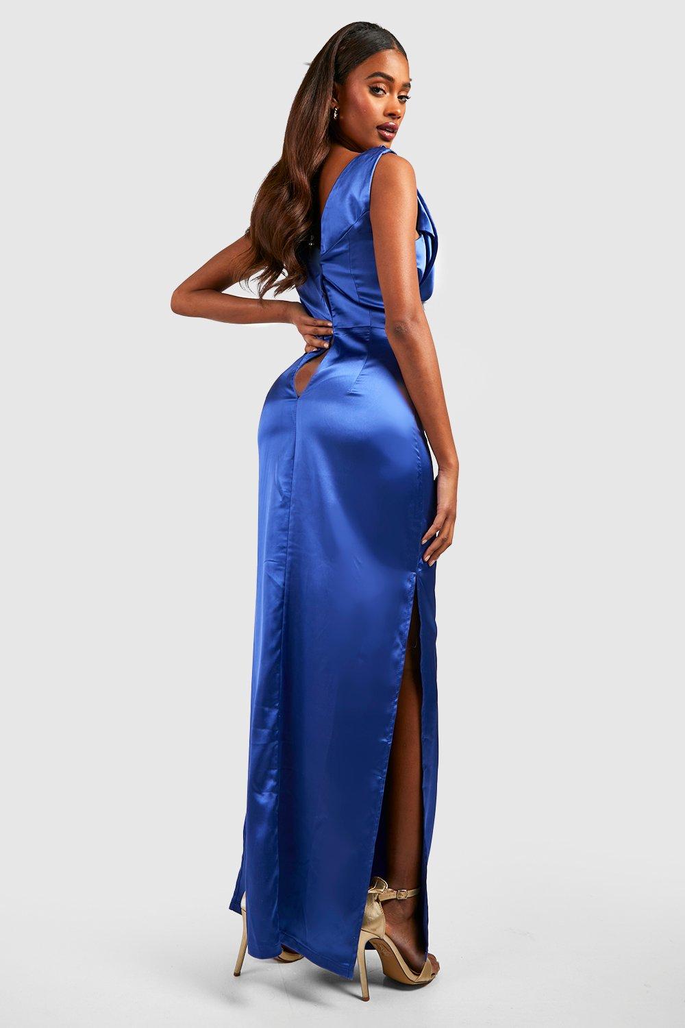 Navy cowl 2025 neck maxi dress