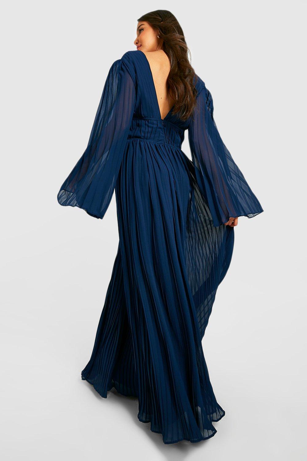 Chiffon pleated cheap maxi dress