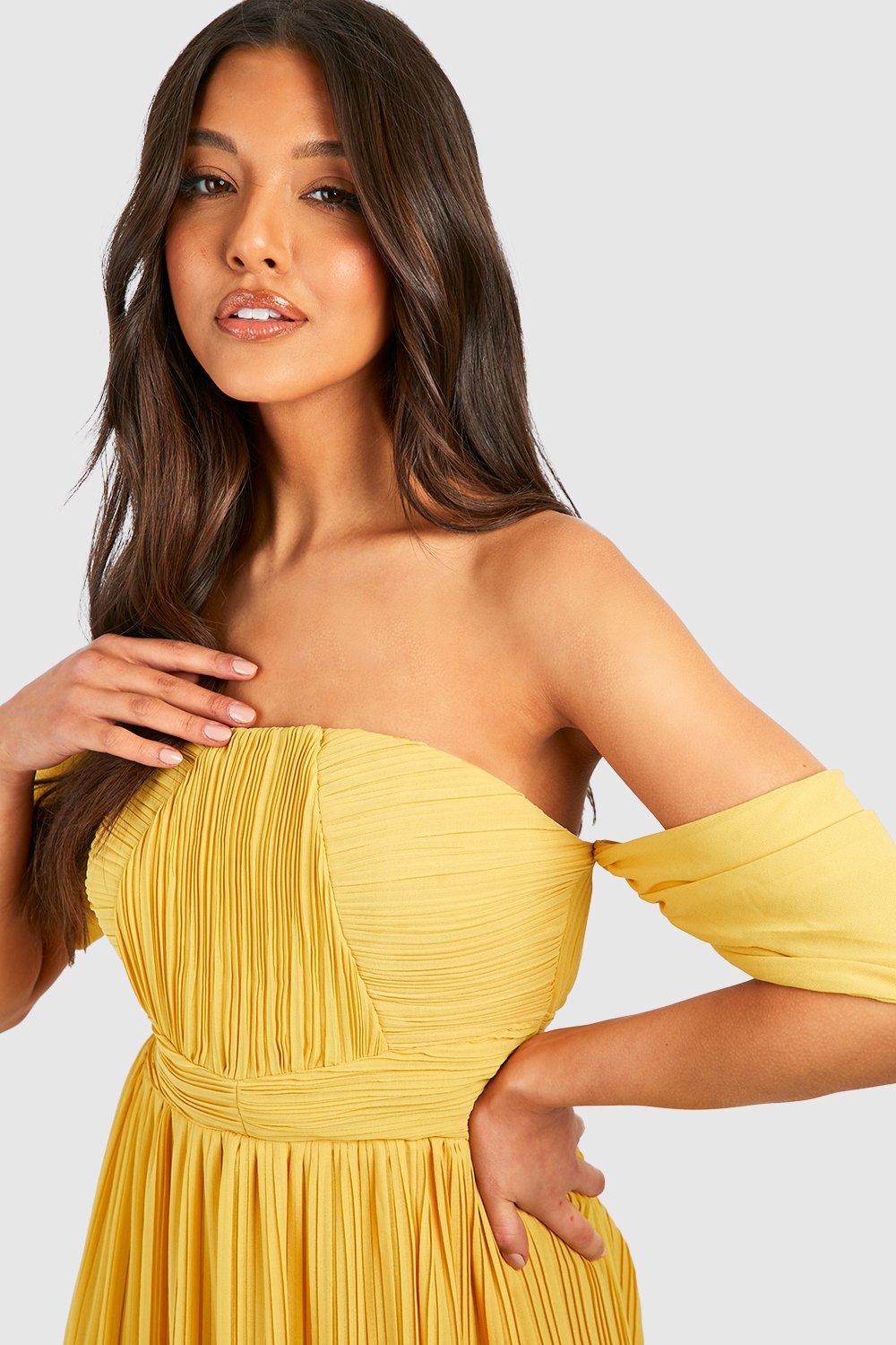 Mustard yellow store chiffon maxi dress