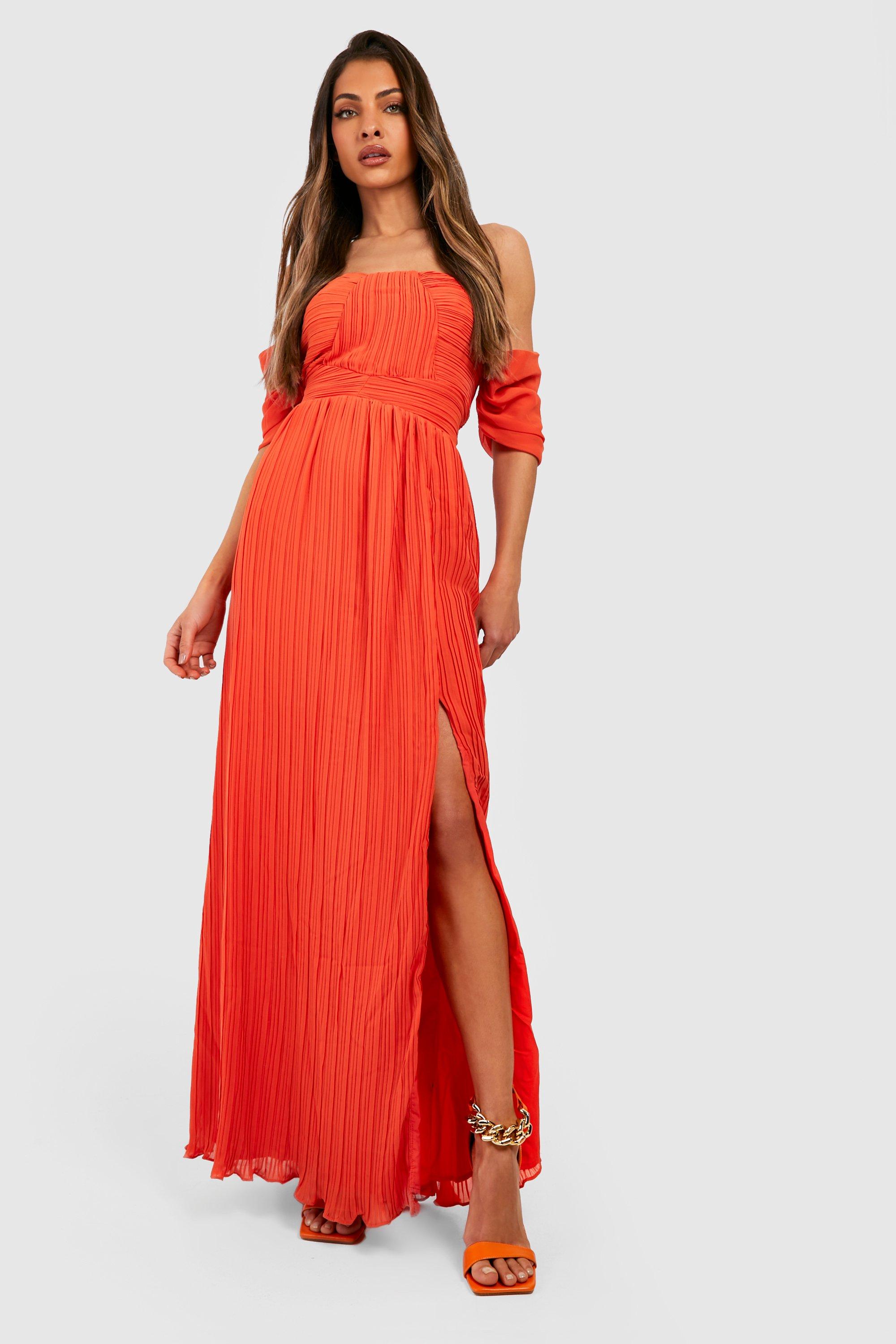 Bardot Pleated Chiffon Maxi Dress boohoo FI