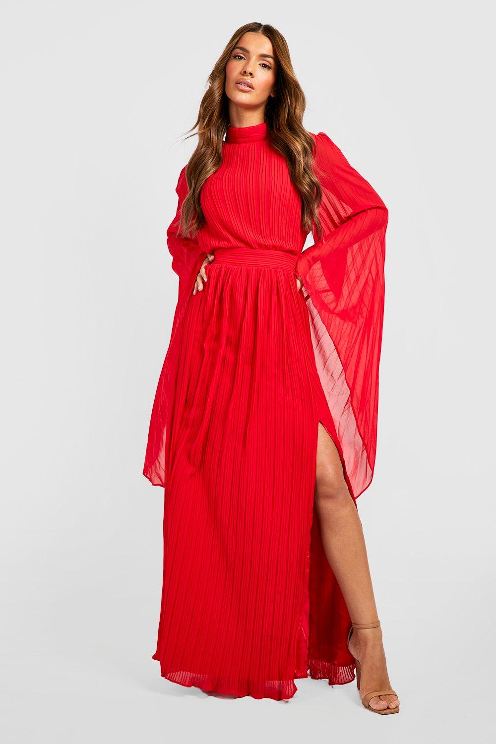 Red chiffon hot sale maxi dress