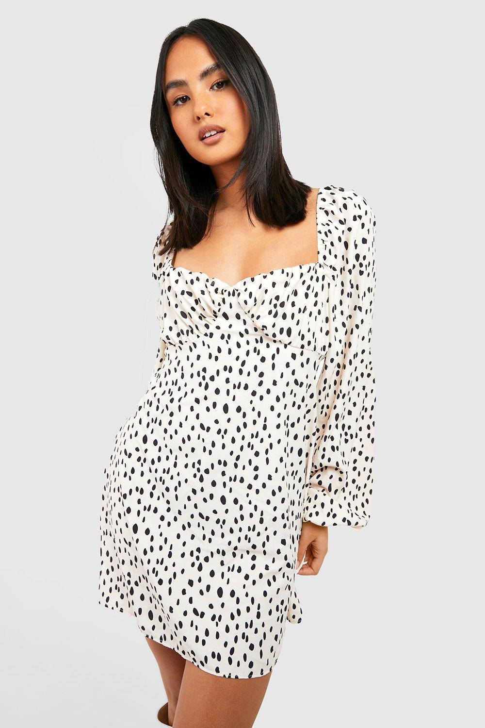 Boohoo satin hot sale polka dot dress