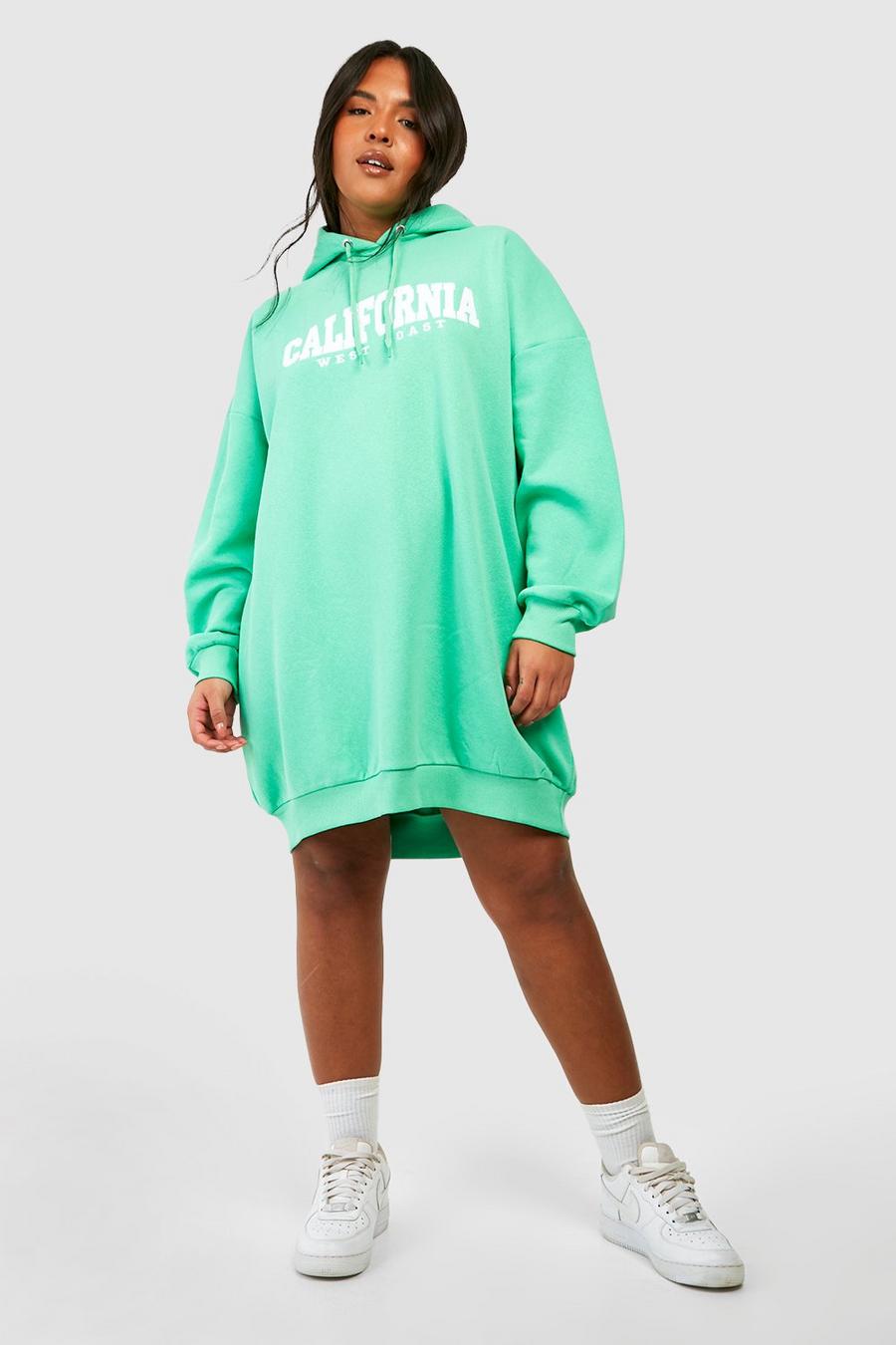 Green Plus Hooded California Sweater Dress image number 1