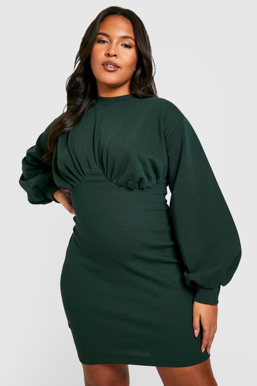 Grande taille - Robe corset en sweat, Forest image number 1