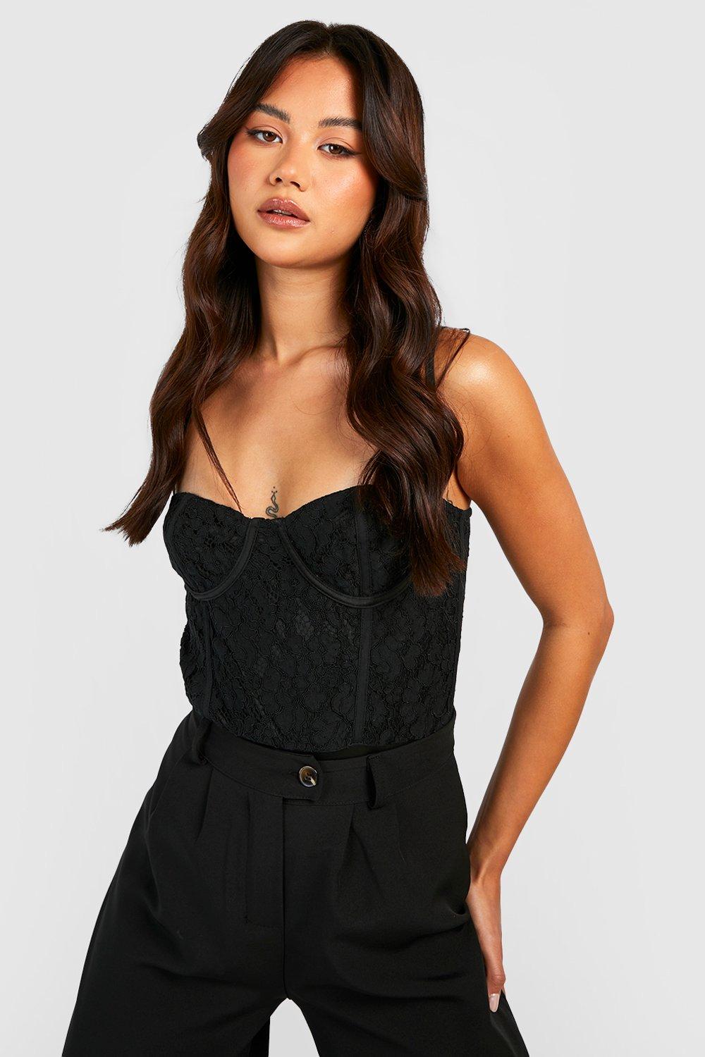 Strappy Cupped Lace Bodysuit boohoo NO