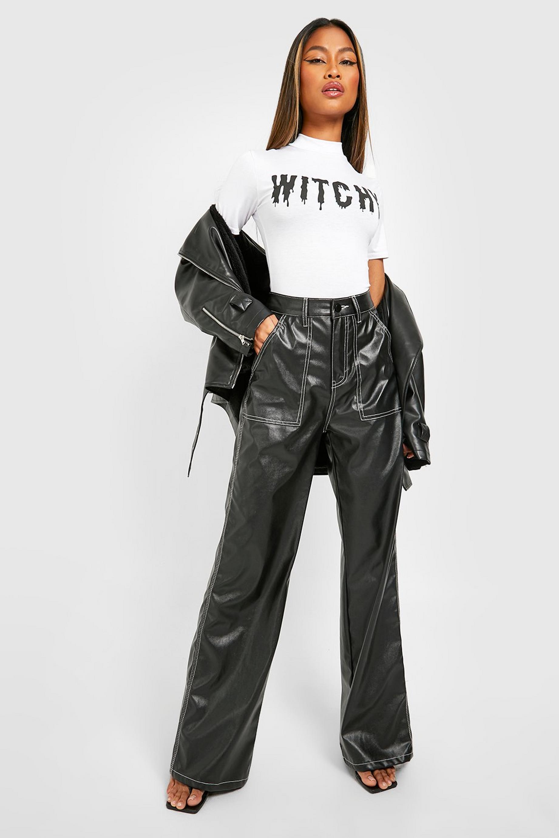 White Halloween Witchy Short Sleeve Bodysuit