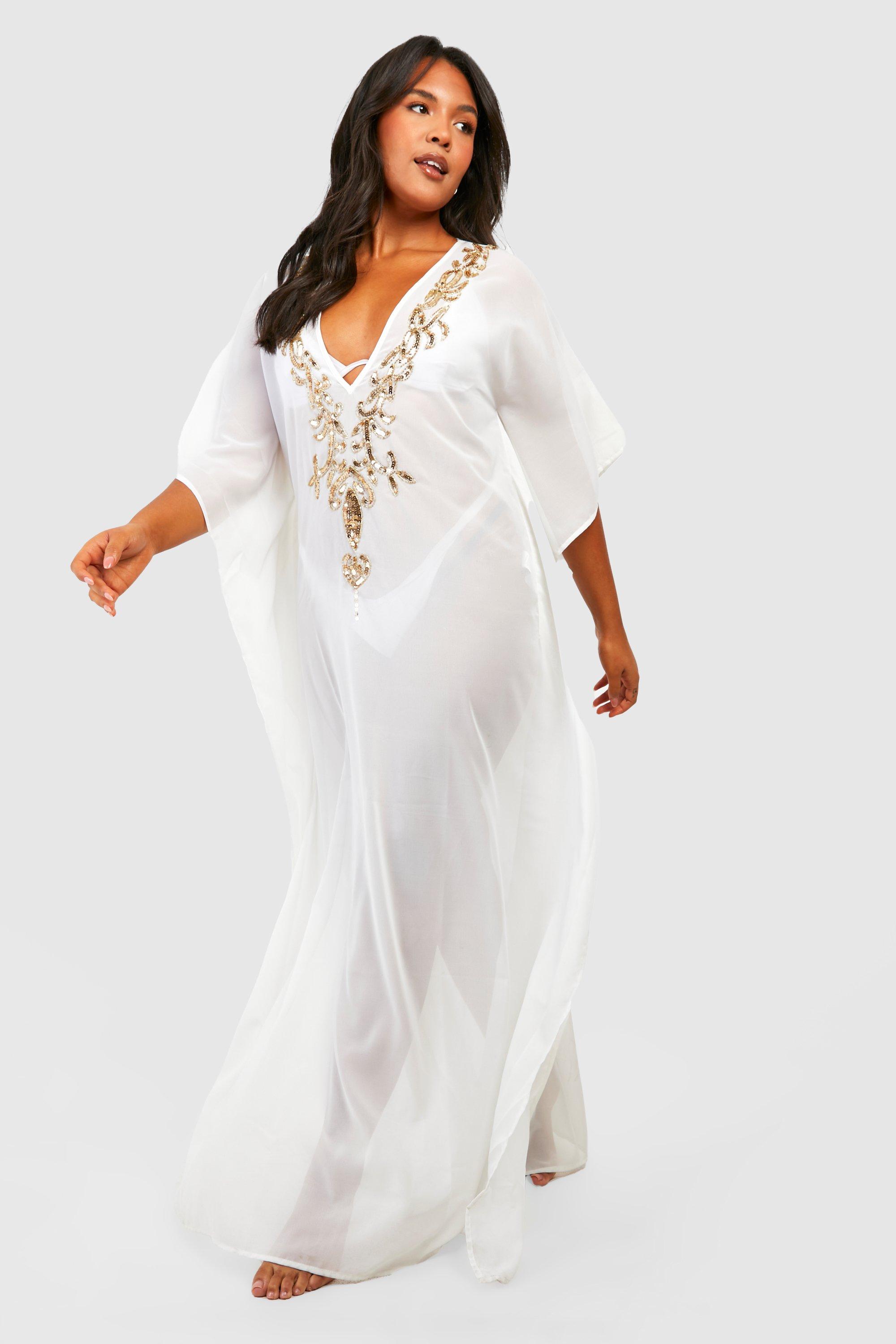 Plus size white kaftan hotsell