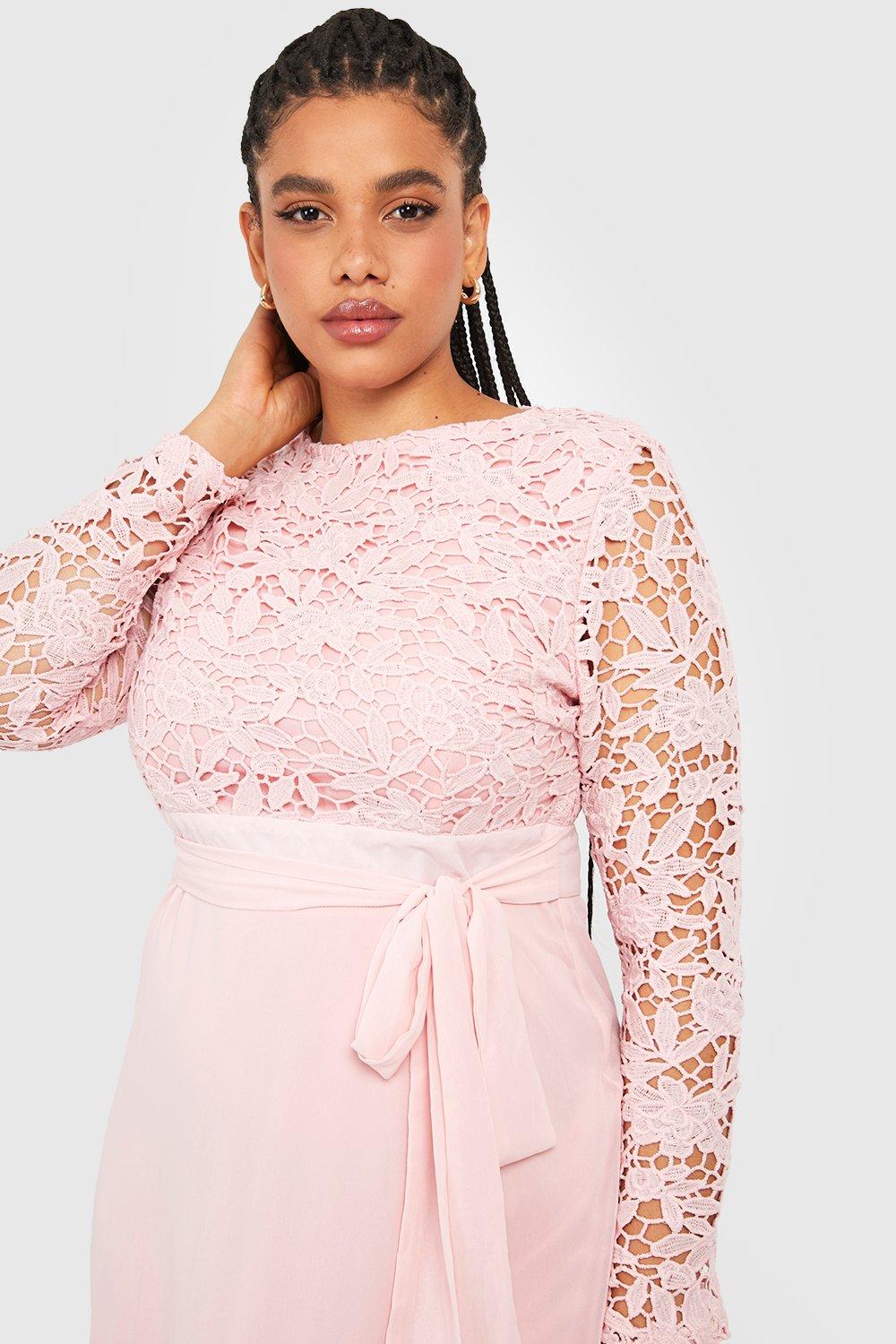 Women s Plus Occasion Lace Contrast Midi Dress Boohoo UK