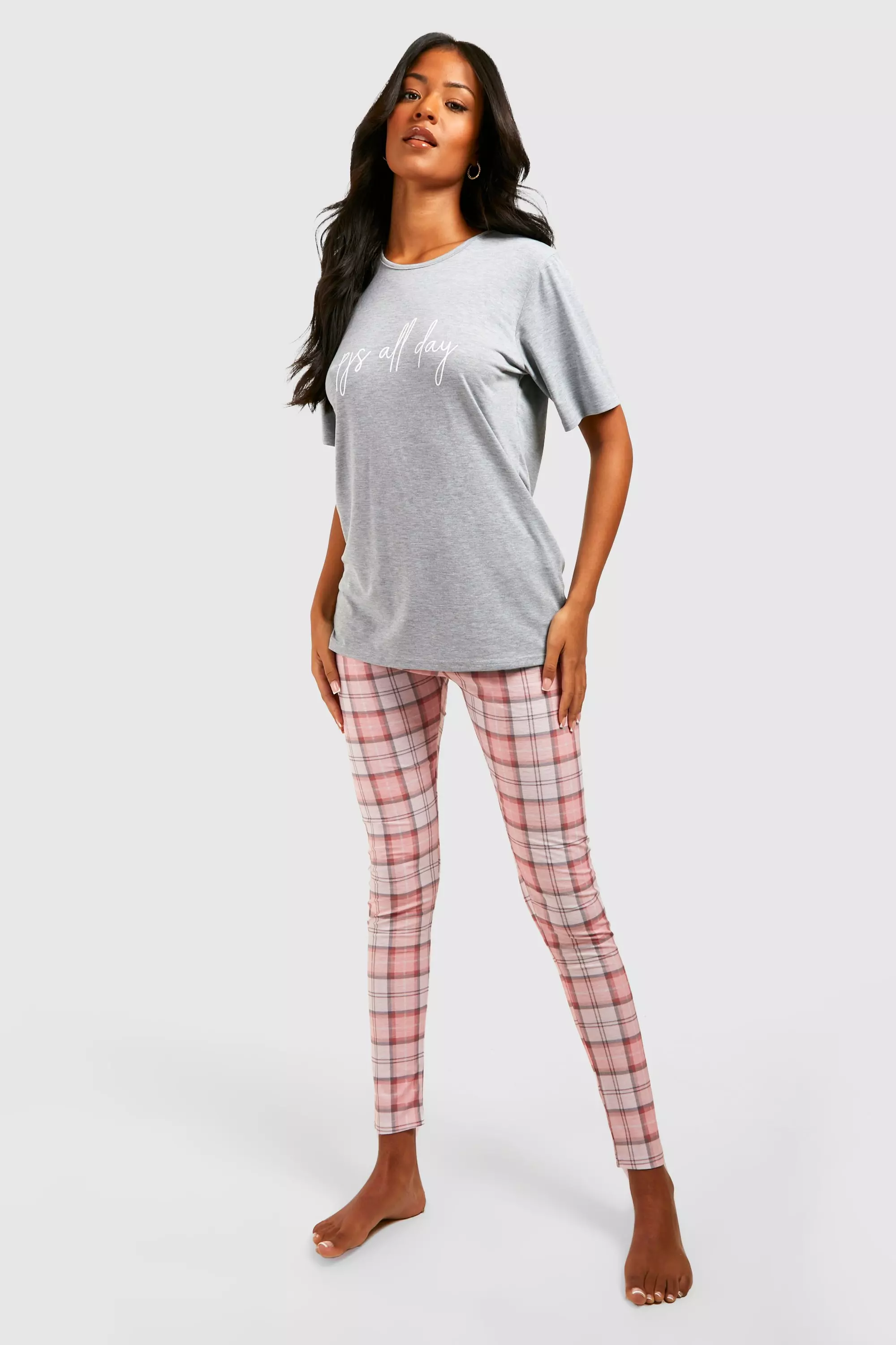Pink Tall Pjs All Day Check Legging Set alternative image