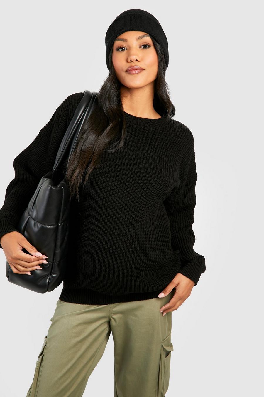 שחור סוודר צווארון עגול בגדי היריון image number 1